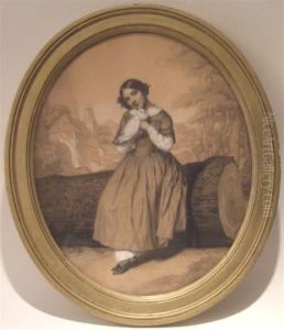 Jeune Fille A La Colombe by Eugene Lejeune