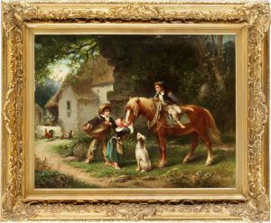 Barn Lekande Med En Hast by Eugene Lejeune