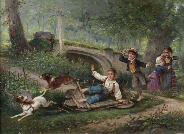 Children And Dogs Playing - view 1