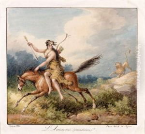L'amazone Poursuivie by Louis Fr., Baron Lejeune