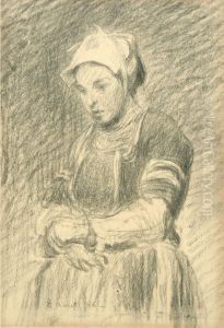 Young Woman In A Dress by Adolphe Leleux