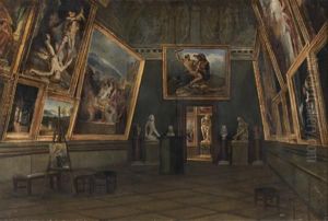 Interieur D'une Salle Du Musee Du Luxembourg by Adolphe Leleux