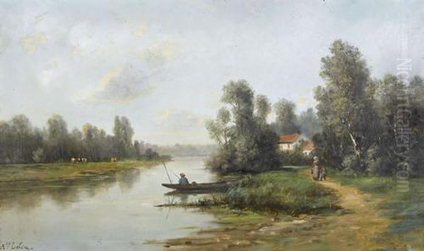 Flussuferpartie Mit Figurenstaffage - view 1