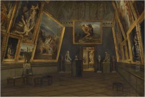 A View Of The Interior Of A Museum by Adolphe Leleux