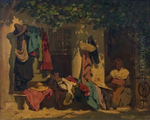 Femme Pres D'une Treille by Armand Hubert Simon Leleux