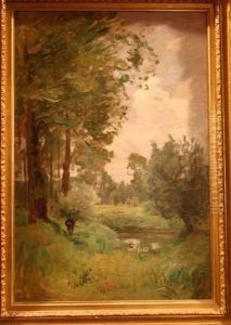 "paysage Anime A La Mare ". by Maurice Charles M. Lelievre