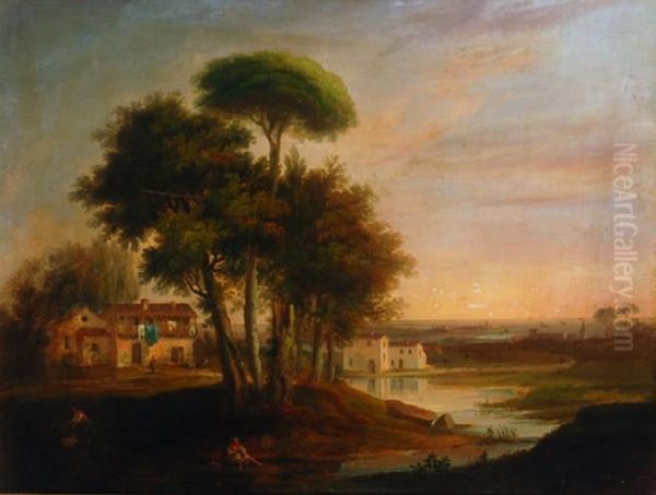 Paesaggio Fluviale Con Cascina Intorno Al Lago Di Varese - view 1