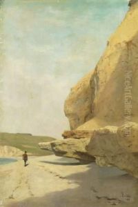 Promeneur Sur La Plage by A. Leloir
