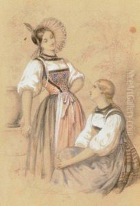 Deux Villageoises Conversant by Heloise Leloir