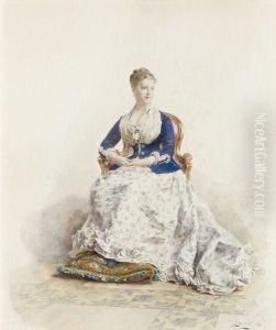 Portrait De Femme Assise by Alexandre Louis Leloir