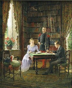 Blick In Bibliothek by Maurice Leloir