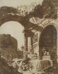 Vue De Ruines by Pierre Lelu