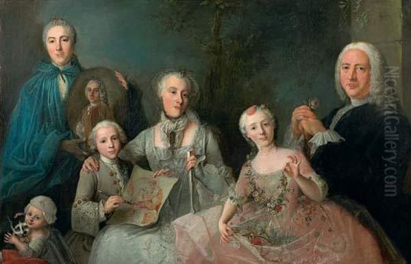 Portrait De Famille Dans L'embrasure D'une Fenetre - view 1