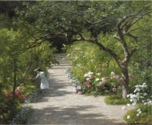 Girl Picking Roses by Louis Marie Lemaire