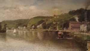 Bords De Seine A Croisset by Lemaitre Leon Jules