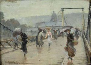 Sur La Passerelle by Lemaitre Leon Jules