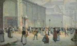Devant Les Halles by Lemaitre Leon Jules