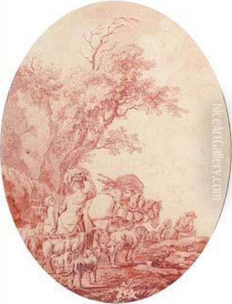 Bergers Et Leur Troupeau Sur Une Route - view 1