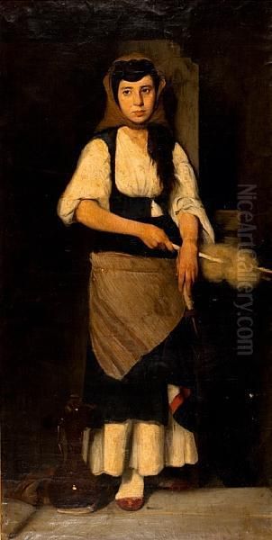 Girl With The Distaff And Spindle - view 1