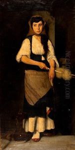 Girl With The Distaff And Spindle by Polychronis Lembessis