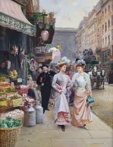 Parisian Street Scene by Basile Lemeunier