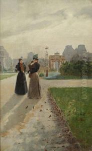 Elegante Au Jardin Des Tuileries by Basile Lemeunier