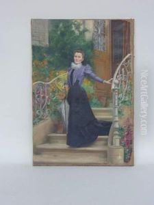 Elegante Sur Le Perron by Basile Lemeunier
