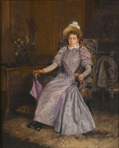 In A Mauve Dress by Basile Lemeunier