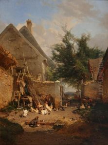 Scene De Basse-cour by Theophile Victor Emile Lemmens