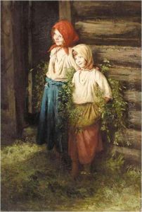 Two Young Peasant Girls by Karl Vikentievich Lemoch