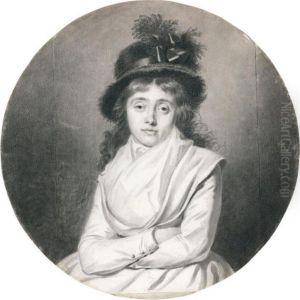 Three Quarter Length Portrait Of A Young Woman In A Hat by Jacques-Antoine-Marie Lemoine