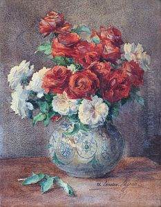 Naturemorte Au Bouquet De Rose by Therese Lemoine Lagron