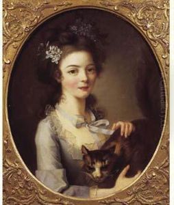 Jeune Fille Et Son Chat.