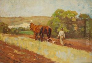 A Plough Team With Downland Beyond by Arthur Lemon