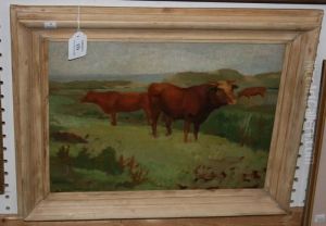 Cattle Grazing Within A Coastal Landscape by Arthur Lemon