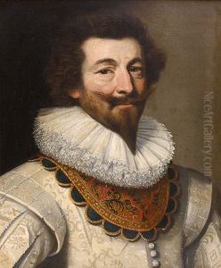 Portrait D'homme En Buste A La Fraise by Louis And Matthew Le Nain