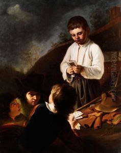 Die Jungen Kartenspieler by Louis And Matthew Le Nain
