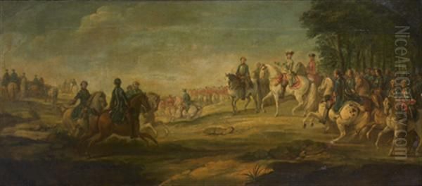 Louis Xv, Le Dauphin Et Son Etat-major A La Bataille De Fontenoy - view 1