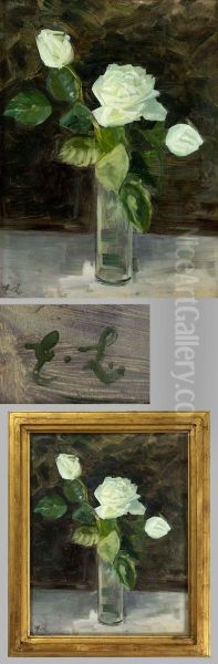 "gefullte Weise Rosen" In Zylindrischer Glasvase - view 1