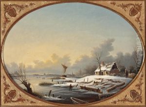 Wintervergnugen Auf Dem Gefrorenen See by Albert Alexandre Lenoir