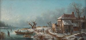 Patineurs Aucrepuscule by Albert Alexandre Lenoir