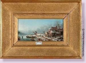 Paysage Hivernal Aux Patineurs by Albert Alexandre Lenoir