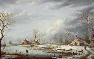 Un Paesaggio Invernale Con Viaggiatori