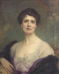 Portrat Einer Dame Mit Perlenkette. by Charles Amable Lenoir