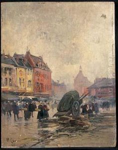 Temps Gris Sur Le Marche by Maurice Lenoir