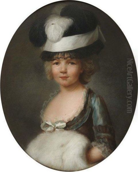 Portrait De Jeune Fille En Robe De Tonchangeant, Les Mains Dans Son Manchon - view 1