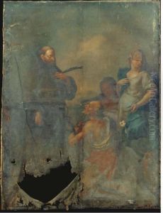 A Vision Of Saint Francis Appearing To A Hermit Saint by Andries Cornelis Lens