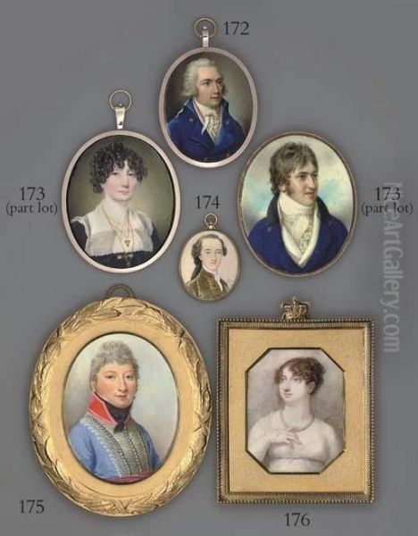 A Young Gentleman, In Gold-bordered Moss-coloured Coat, Lace Cravat, Hair En Queue - view 1