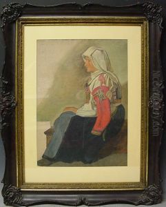 Portrait Einer Sitzenden Faru In Landestracht by Gaston Lenthe