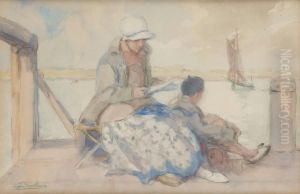 La Lecture En Bord De Mer by Jules Lentrein